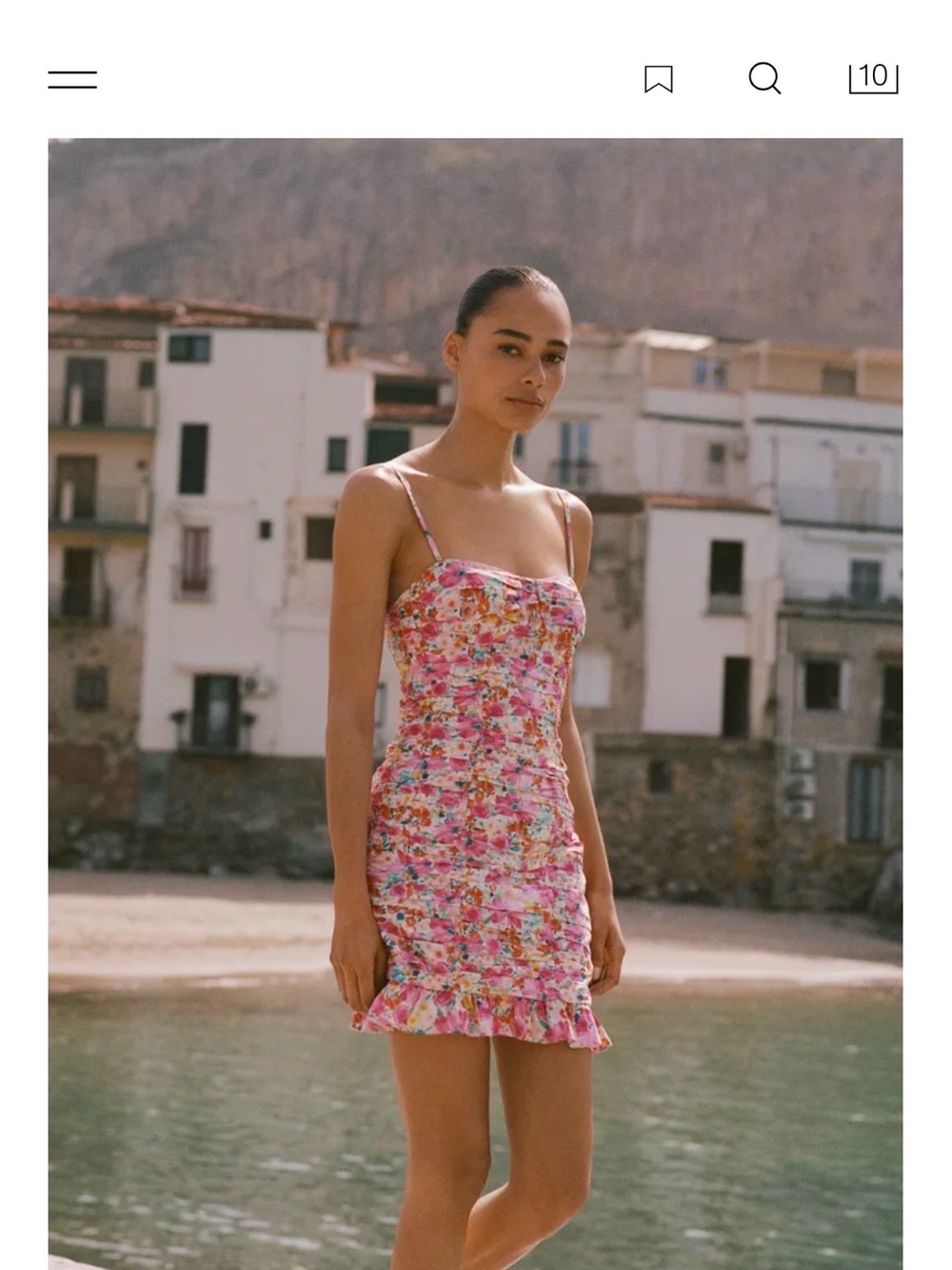 Zara Pink Floral Ruched Mini Dress 2156/208/330 NWT  - Size M